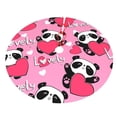 thumbnail image 3 of Kll 30" Christmas Tree Skirt Panda Heart Valentine Pink Xmas Tree Skirts Mat For New Year Xmas Holiday Party Indoor Outdoor Home Decoration, 3 of 9