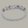 thumbnail image 3 of LBG British Made 14k White Gold Natural Opal & Amethyst Womens Eternity Ring - 33 size options - Size 11.5, 3 of 9