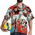 thumbnail image 4 of Football Men's Short Sleeve Button Down Beach Shirts, Casual Printed Summer Unisex Tops, 4 of 6