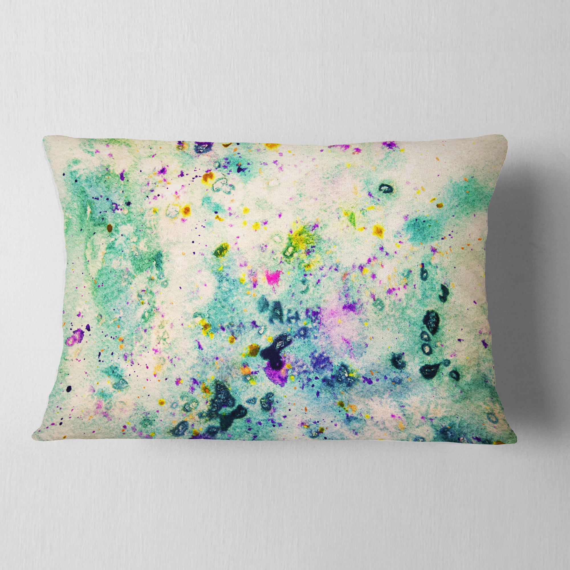Designart Color Splatter - Abstract Throw Pillow - 12x20