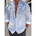 thumbnail image 3 of Men's Casual Long Sleeve Button Down Floral Shirt Hawaii Beach Fashion Printed Shirts Blue 3XL, 3 of 4