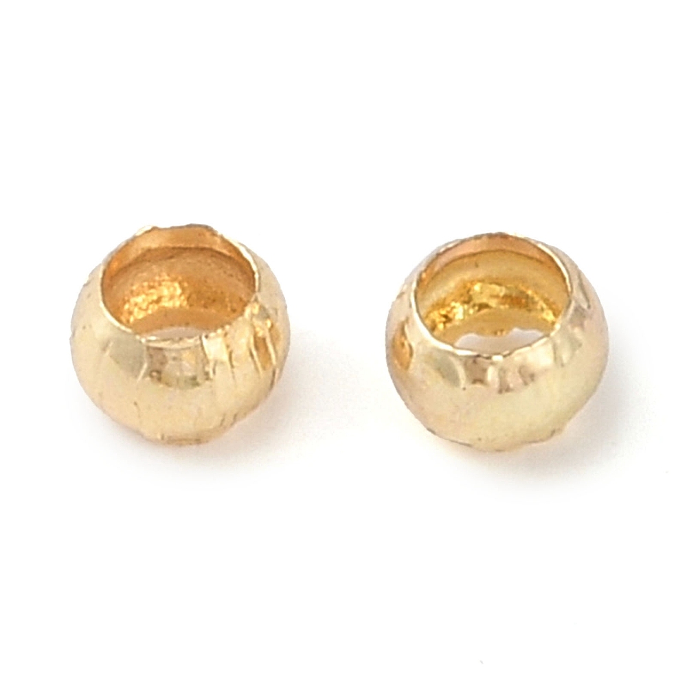Brass Crimp Beads Rondelle Real 18K golden Plated 2.5x2.5x2mm Hole: 1.6mm