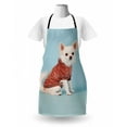 thumbnail image 3 of Chihuahua Apron, Studio Portrait of Puppy with Clothes, Unisex Kitchen Bib with Adjustable Neck for Cooking Gardening, Adult Size, Pale Blue Dark Salmon, by Ambesonne, 3 of 4