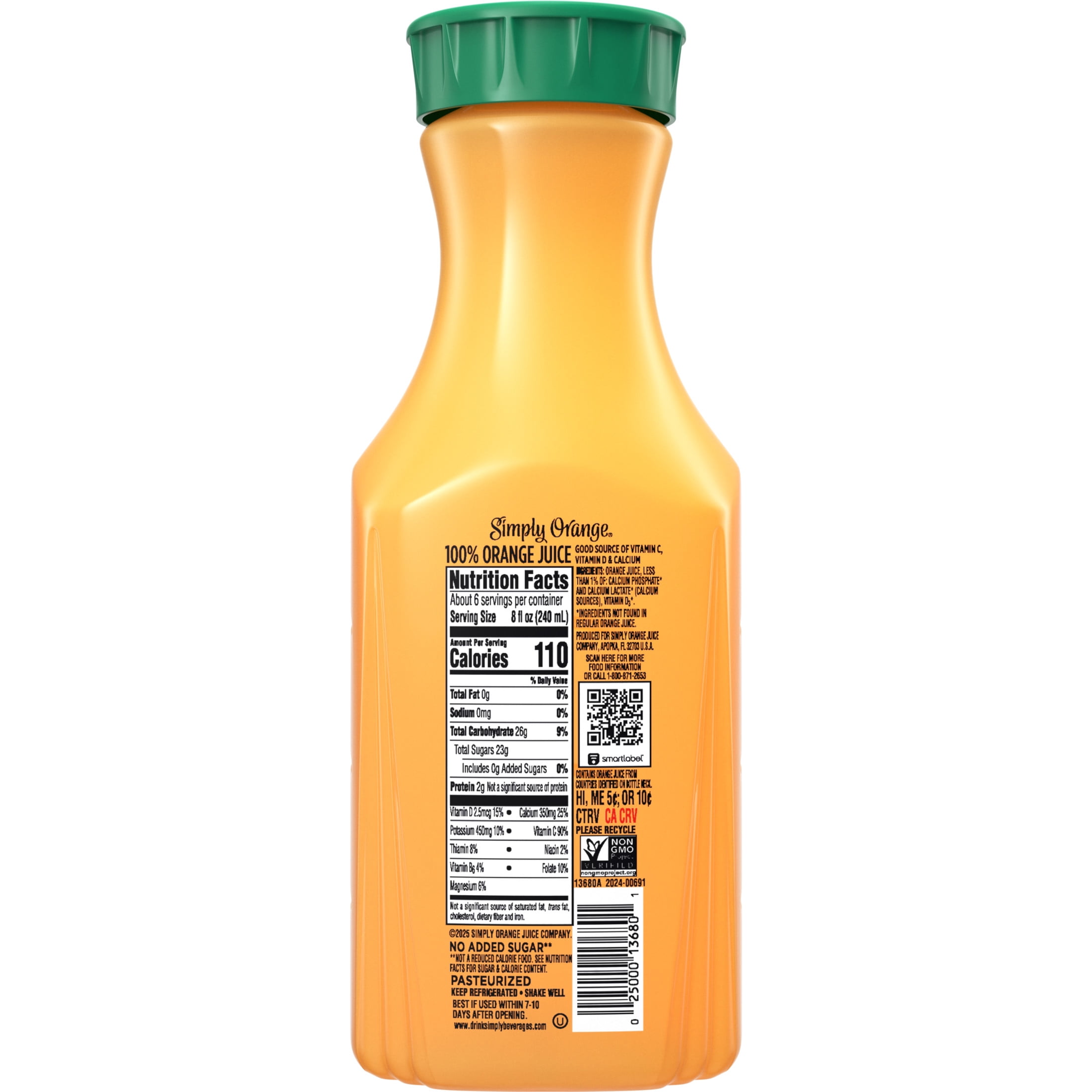 Simply Orange Juice with Calcium Bottle, 46 fl oz