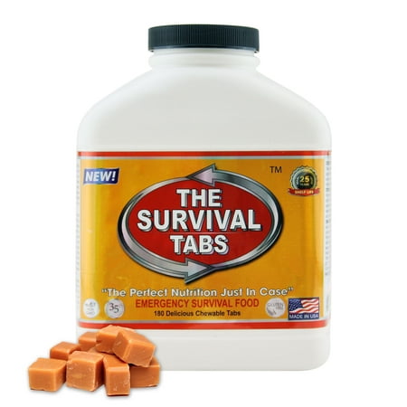 Survival Tabs 15 Day 180 Tabs Emergency Food Survival MREs Meal Replacement for Disaster Preparedness Gluten Free and Non-GMO 25 Years Shelf Life Long Term - Butterscotch