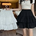 thumbnail image 3 of Pleated A-Line Skirt Women White Ruffle Sweet Tierred Pretty Style Skirt Elastic Waist Summer Slim Basic Korean Harajuku Dress, 3 of 9
