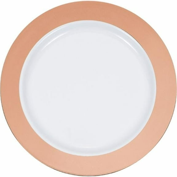 7 in. Rose Gold Rim Plastic Dessert Plates - 120 Count