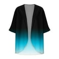 thumbnail image 5 of Htigea Lightweight 3/4 Sleeve Cardigan for Women Chiffon Open Front Cardigans Soft Comfy Summer Cover Up Tops Blue 2XL, 5 of 5