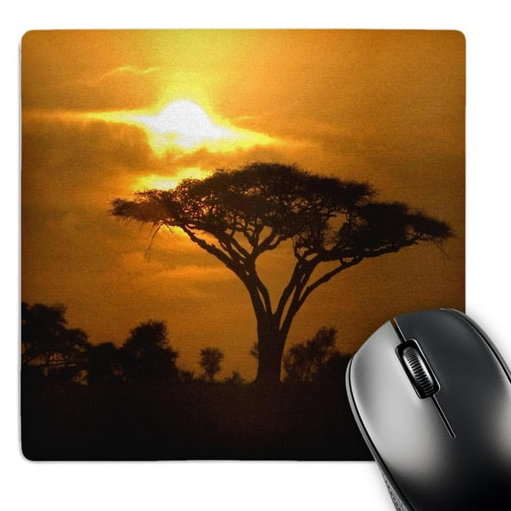 3dRose, Thorn Acacia Umbrella Tree on African Plains at Sunset Tropical Night Scene, MousePad