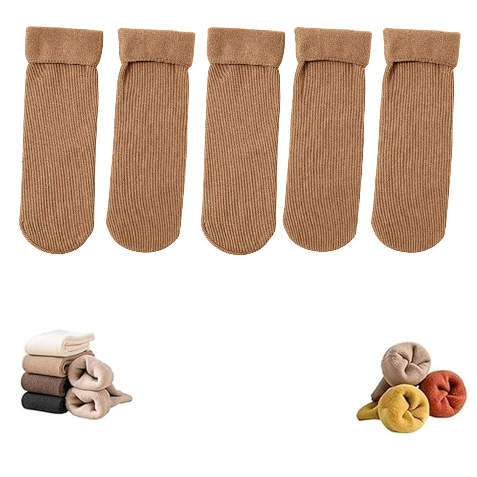 Stocking Stuffers for Women Winter Thick Fleece Socks Unisex Warm Mid Calf Socks Cozy Non Slipper Socks for Home & Outdoor (5 Pairs Set) Stockings