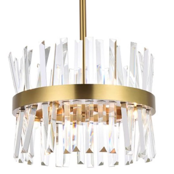 Serephina 16 inch crystal round pendant light in satin gold