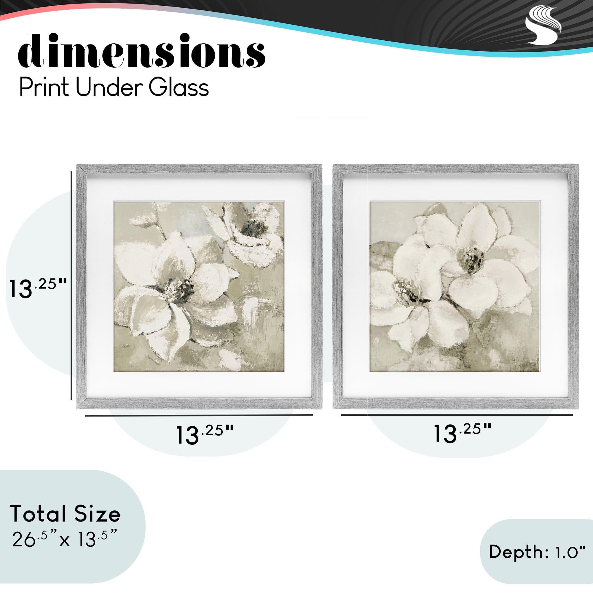 Stupell Industries Beige Magnolias after Rain 2 Piece Gray Framed Print Under Glass Set, design by Lanie Loreth