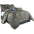 thumbnail image 3 of Chezmoi Collection Seville 9-Piece Medallion Paisley Jacquard Comforter Set, Queen, Blue/Gold, 3 of 5