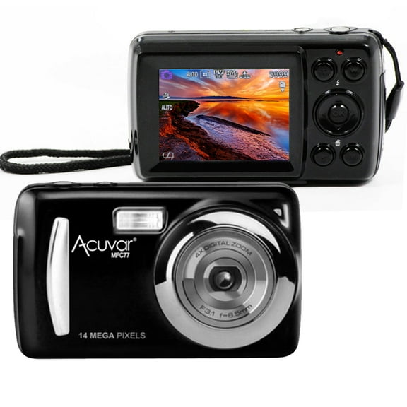 Acuvar HD 16 Megapixel Digital Camera with 2.4 in Screen and USB Cable, Black