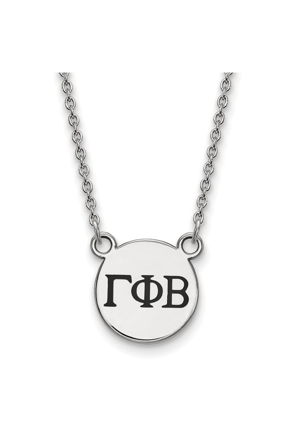 925 Sterling Silver Rh-plated LogoArt Gamma Phi Beta Sm Enl Pend With Necklace; for Adults and Teens; for Women and Men