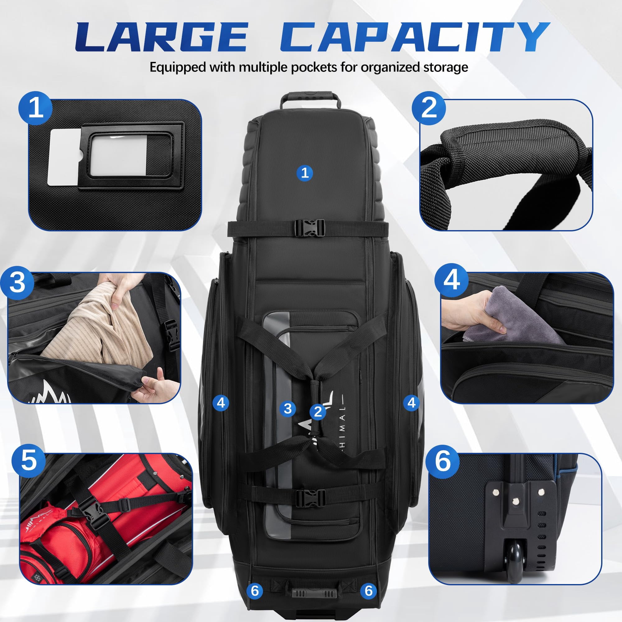 Soft-sided Golf Travel Bag Cover With Wheels  1680d Material Padded Head And Leather Accents Foldable Bags For Airlines
