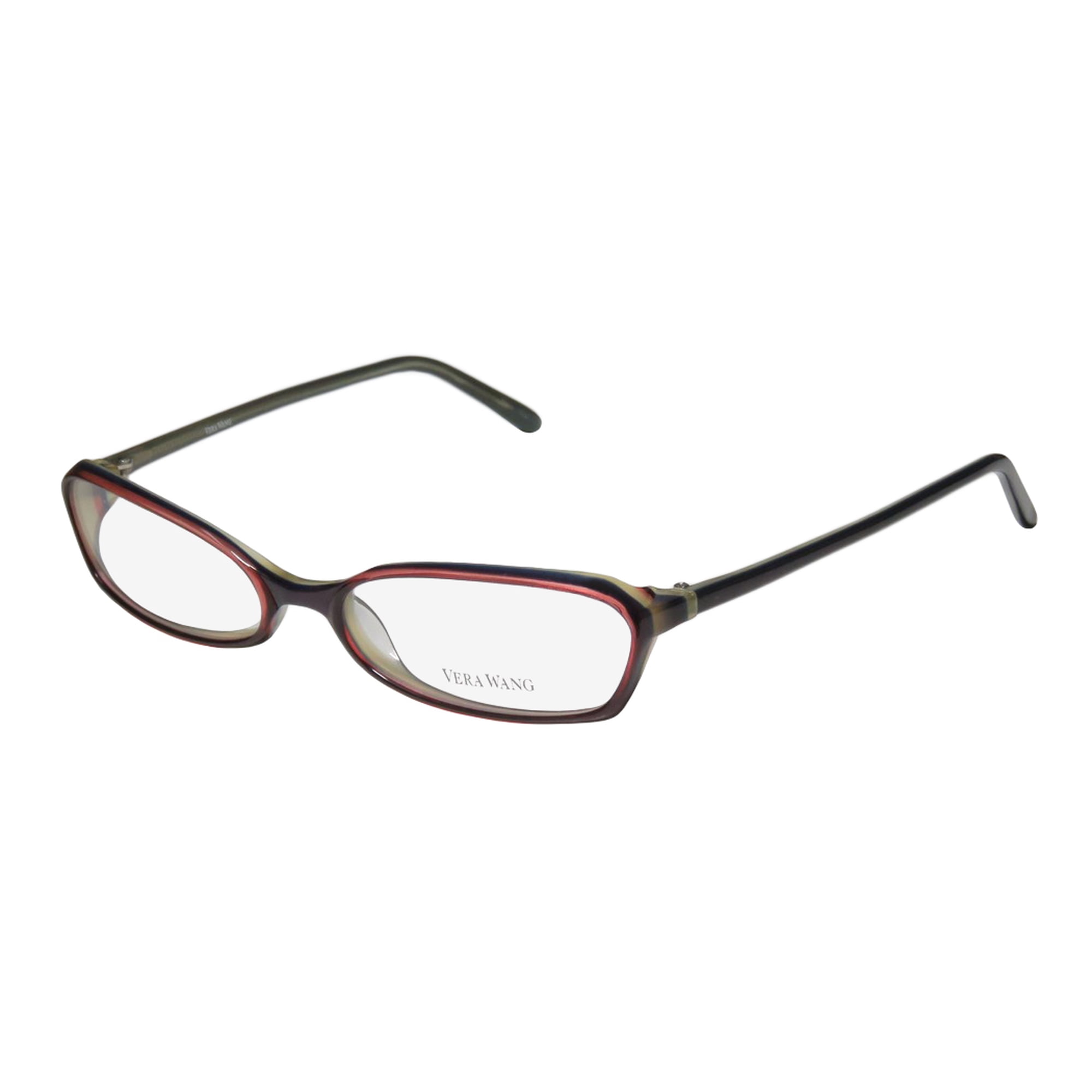 NEW VERA WANG V104 WOMENS/LADIES DESIGNER FULL-RIM PURPLE / PLUM UNIQUE SHAPE DESIGNER FANCY FRAME DEMO LENSES 53-17-135 EYEGLASSES/EYEWEAR