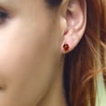 thumbnail image 4 of Gem Stone King 14K White Gold Red Garnet 3 Prong Martini Stud Earrings for Women Men (3.00 Cttw, Gemstone Birthstone, Round 7MM), 4 of 4