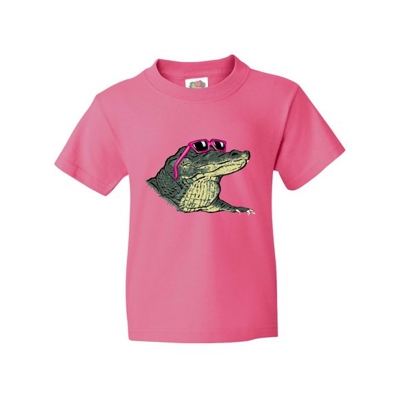 Inktastic Sunny Gator in Pink Sunglasses Youth T-Shirt