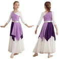 thumbnail image 1 of Miaeowve Robe de Danse pour Filles Enfants Robe de Prière Lyrique Robe d'Église Robe en Chiffon à Blocs de Couleur Lavande 12, 1 of 6