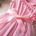 thumbnail image 7 of Little Girl Dresses Kids Soft Fly Sleeve Prints Bowknot Dresses Mesh Dress Clothes Baby Dress Pink 2 Years-3 Years, 7 of 7