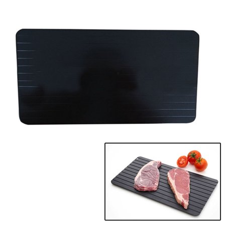 

Quick Thaw Meat/Chicken/Fish Defrosting Tray - Large Aluminum Meat Faster Thawing Plate w/ Spacious Design (Black)
