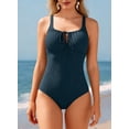 thumbnail image 5 of DOKOTOO Womens One Piece Swimsuit Textured Tummy Control Keyhole Removable Pad Adjustable Straps Stretch Swim Suits, 5 of 11