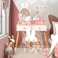 thumbnail image 4 of Infans Kid Vanity Set Makeup Table Stool with Drawer Shelf Wood Leg Rabbit Mirror White, 4 of 7