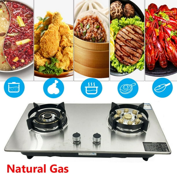 YILIKISS 28inch Natural Gas Cooktops BuiltIn Gas Cooker 2 Burner Knob