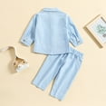 thumbnail image 5 of Popvcly Baby Boy Clothes Set Toddler Fall Outfit Cotton Linen Long Sleeve T-shirt Top Pocket Button-Down Shirt Pant Set 6M-4T, 5 of 5