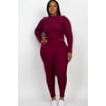 thumbnail image 5 of Plus Ribbed Mock Neck Long Sleeve TopLeggings Set, 5 of 11