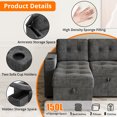 thumbnail image 5 of Litake Sectional Couch,Sleeper Sofa with Pull Out Bed,L-Shaped Sofa Couch Bed,1 USB-A, 1 Type-C,Sofa Bed- 2 in 1 Pull Out Couch Bed with Storage Space and Arms for Living Room,, 5 of 9
