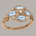 thumbnail image 2 of LBG British Made 14k Rose Gold Natural Diamond & Aquamarine Womens Statement Ring - 33 size options - Size 5, 2 of 6