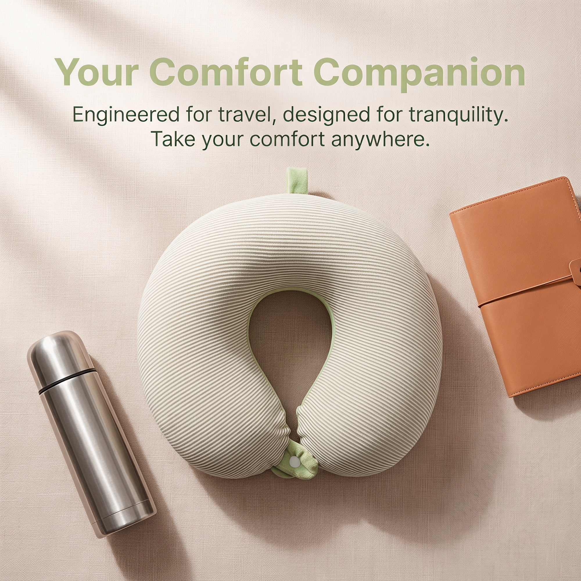 Unique Bargains Memory Foam Neck Pillow U Shape Snap Closure for Office Green 11"x12"x4"