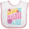 thumbnail image 3 of Inktastic Nana and Papa Love Me Retro Flowers Girls Baby Bib, 3 of 4