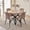 Boucle Brown Chairs, variant on 5 Pieces Round Dining Table Set - Mid-Century Oak Dining Table with 4 Brown Faux Leather Chairs Set, Coffee Table & Chairs with Black Metal Legs for Kitchen Dining Room, Apartment