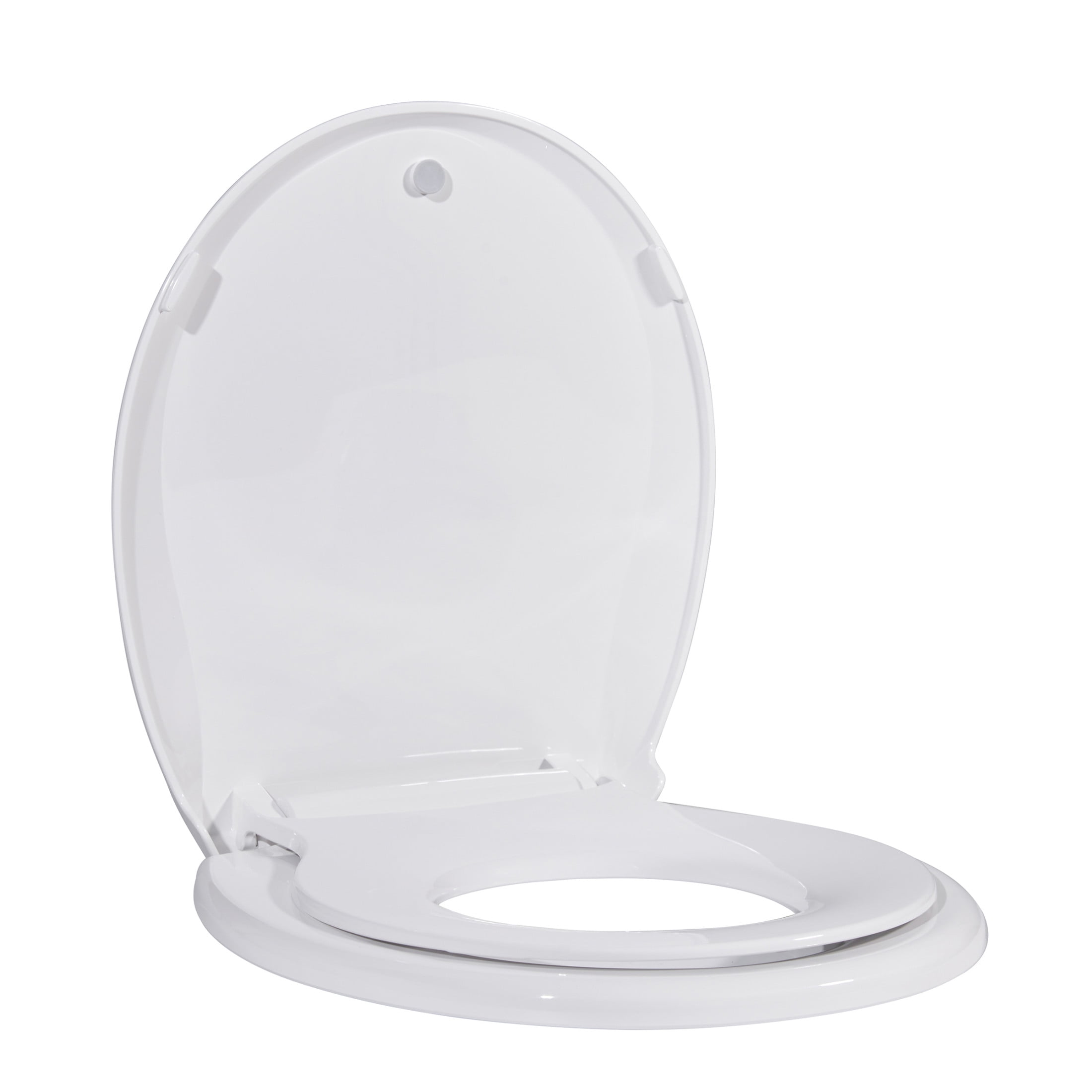 Round Toilet Seat with Toddler Seat Built In, Family Toilet Seat in Glossy White