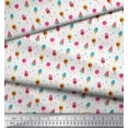 thumbnail image 3 of Soimoi White polyester Crepe Fabric Dot & Ice Cream Pops Food Print Fabric by the Yard 42 Inch Wide, 3 of 6