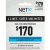 NET10 Wireless $170 Super Unlimited Family & Friends 30-Day Plan for 4 Lines w/ $20 Int'l Calling Credit + 5GB of Mobile Hotspot e-PIN Top Up (Email Delivery)