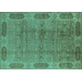 thumbnail image 1 of Ahgly Company Indoor Rectangle Oriental Turquoise Blue Traditional Area Rugs, 7' x 9', 1 of 4