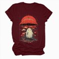 thumbnail image 4 of TOWED22 Women Funny Halloween Funny Ghost Graphic Tee Casual Spooky Print Fall Pumpkin Tops(Wine,S), 4 of 5