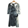 thumbnail image 6 of Wolf in Forest Flare Dress Square Neck Dress Elegant Female Fashion Printed Dress, 6 of 9