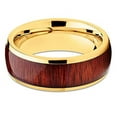 thumbnail image 3 of Silly Kings 8mm Titanium Wedding Band Koa Wood Unique Yellow Gold Coating Ring Comfort Fit Men Women, 3 of 3