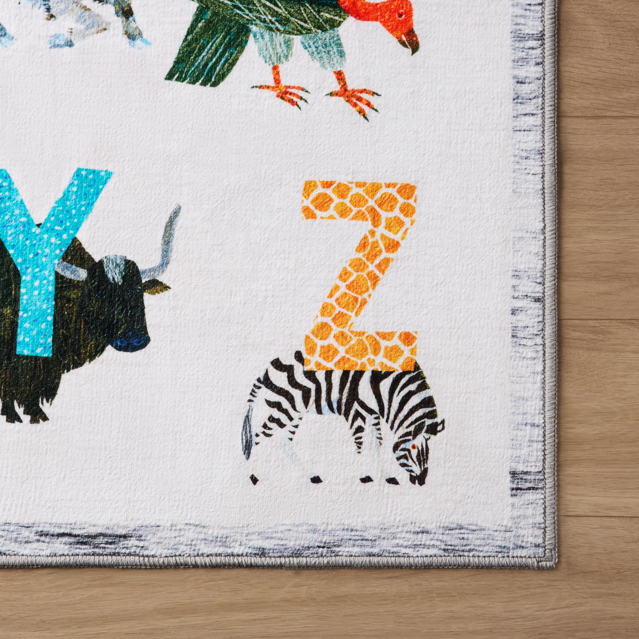 Eric Carle Washable Alphabet Zoo Graphic Children's Area Rug, 4' x 6'