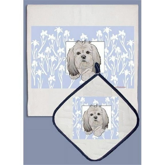 Pipsqueak Productions DP811 Lhasa Apso Dish Towel And Pot Holder Set