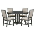 thumbnail image 4 of EUROCO 5-Piece Dining Table Set for 4,Round Kitchen Extendable Dining Table with 4 Dining Upholstered Chairs and Wooden Frame,Dining Room Table Set for Small Space,Living Room,Black, 4 of 8
