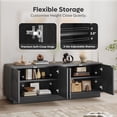thumbnail image 3 of Bestier Modern TV Stand for TVs up to 70",Push-To-Open Door,Media Console Cabinet with 4 Arched Doors and Curved Corners, Entertainment Center with Adjustable Shelves and Cable Management,Dark Black, 3 of 11