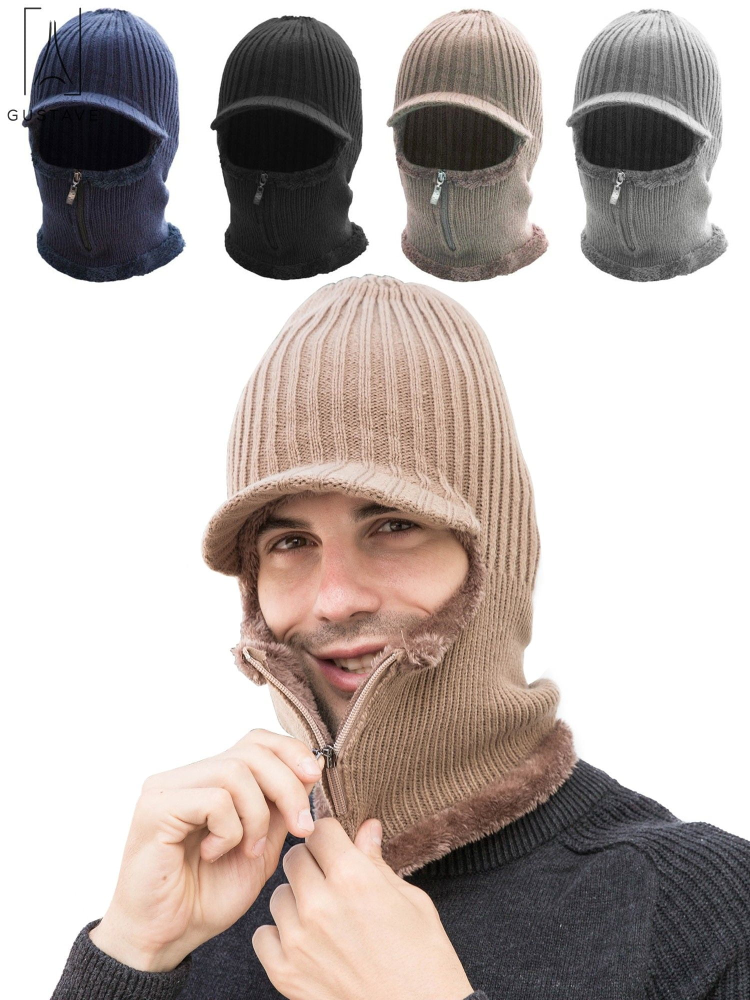 2020 Men Winter Fleece Balaclava Hat Trooper Snow Ski Face Neck Scarf Hood Cap 