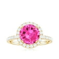 thumbnail image 4 of Rosec Jewels Lab Grown Pink Sapphire Ring with Diamond Halo for Women - AAAA Grade, 18K Yellow Gold, US 12.00, 4 of 9