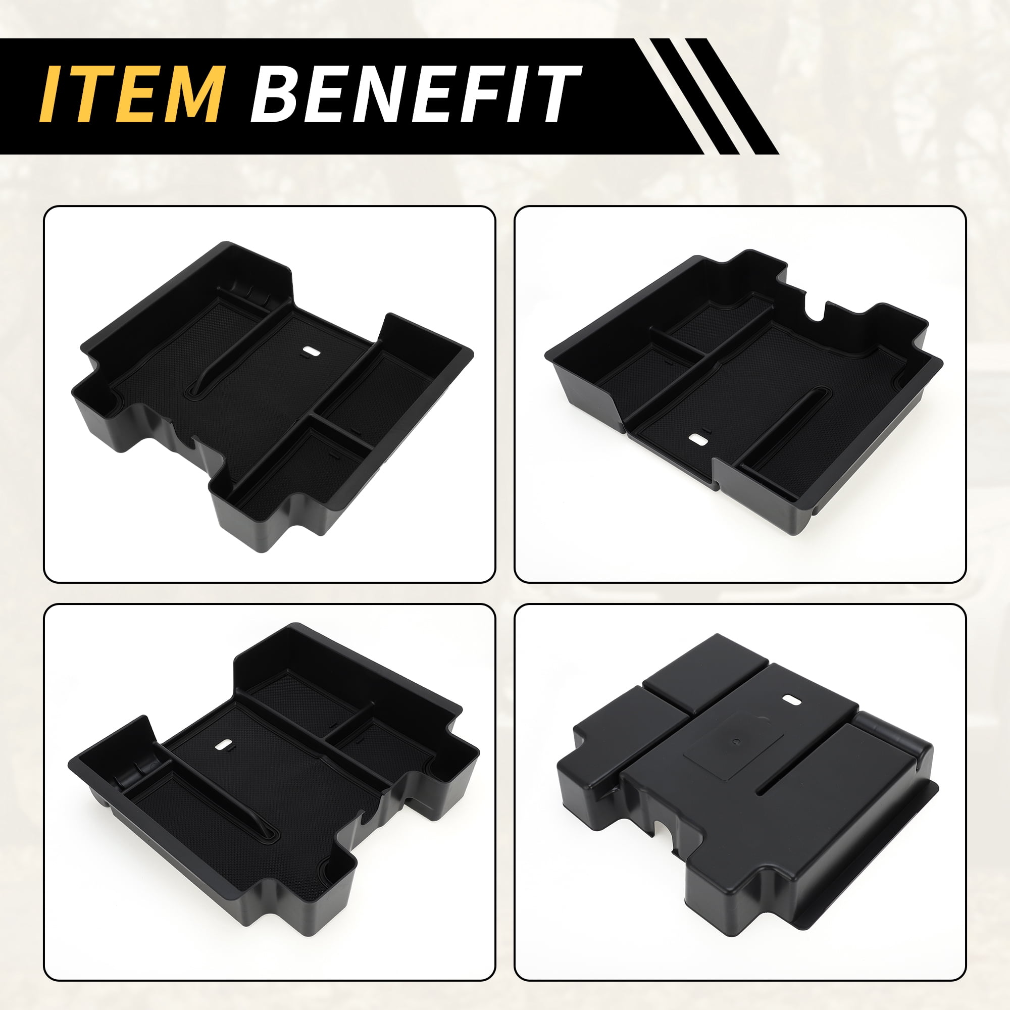 Unique Bargains Full Center Console Organizer Tray for Chevy Silverado 1500 for GMC Sierra 1500 2019-2022 Armrest Storage Box Insert Tray Full Console w/Bucket Seats ONLY Plastic Black